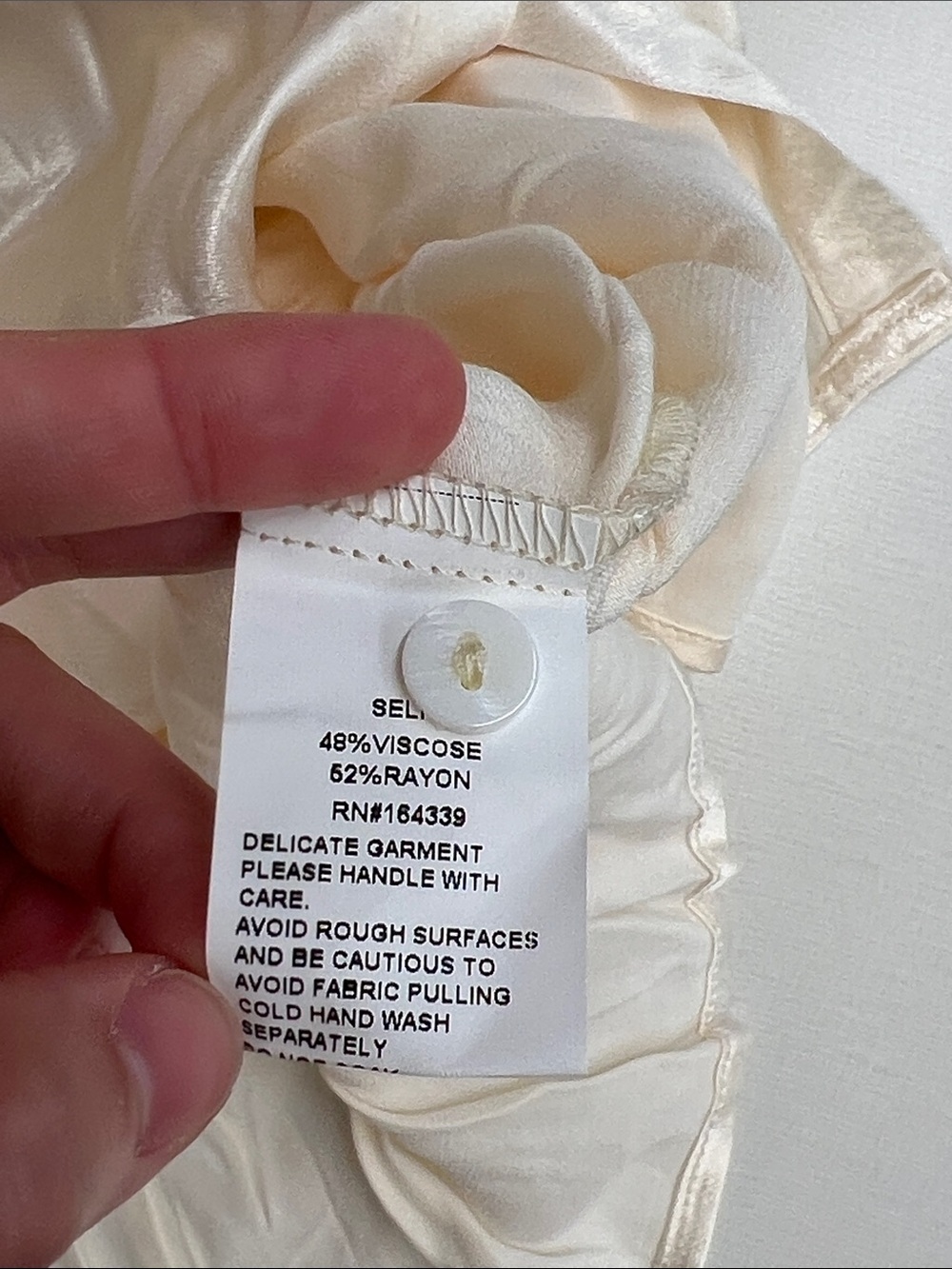 SNDYS. Revolve rising satin long sleeve shirt button down collared top champagne - Picture 8 of 11